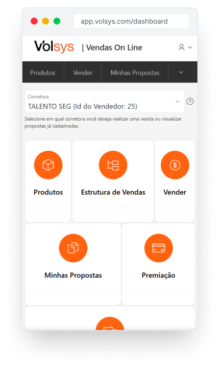Gráfico de performance de vendas mobile